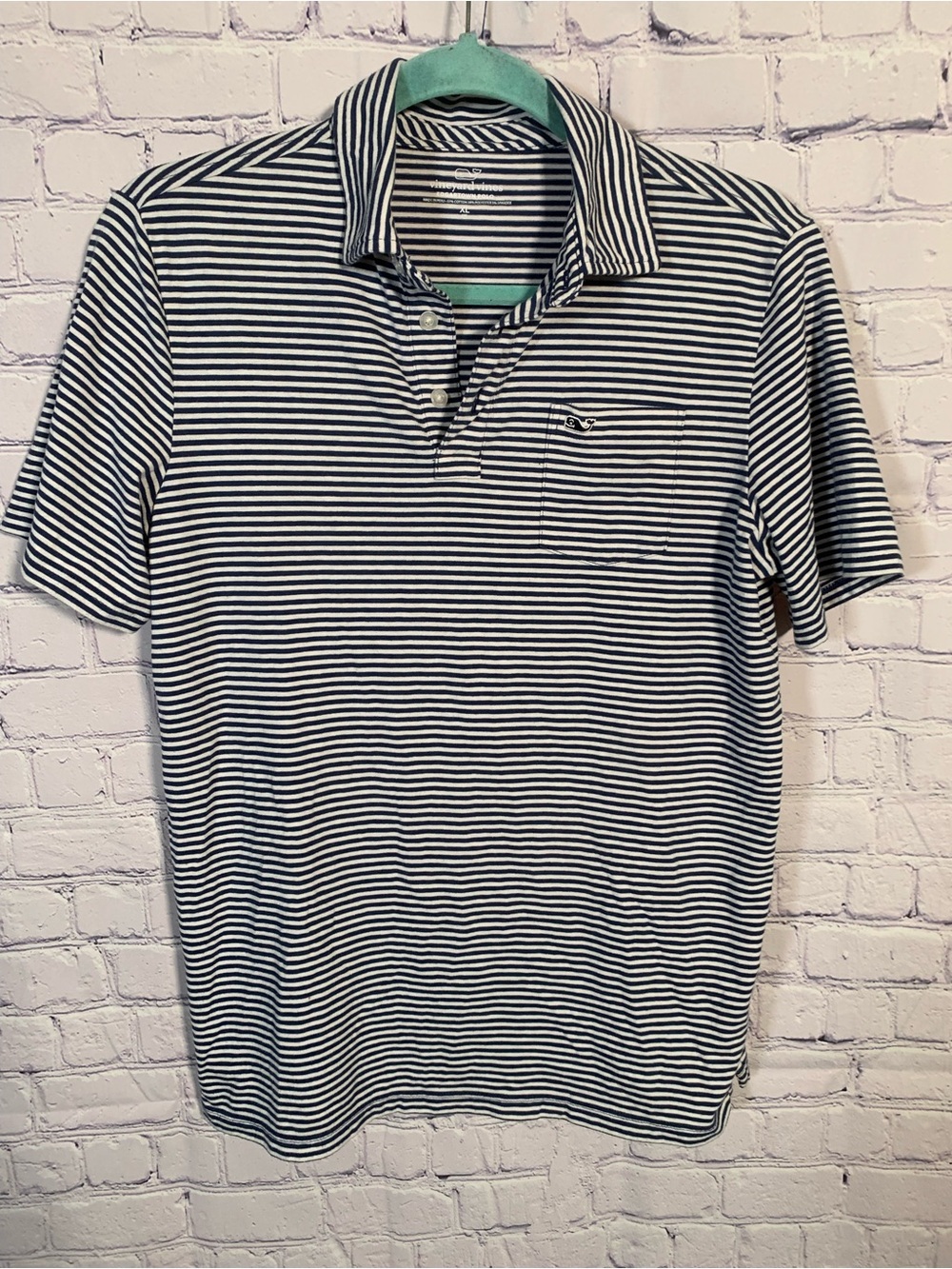 Vineyard Vines Womens Edgartown Polo Striped Short Sleeve Navy White XL Casual